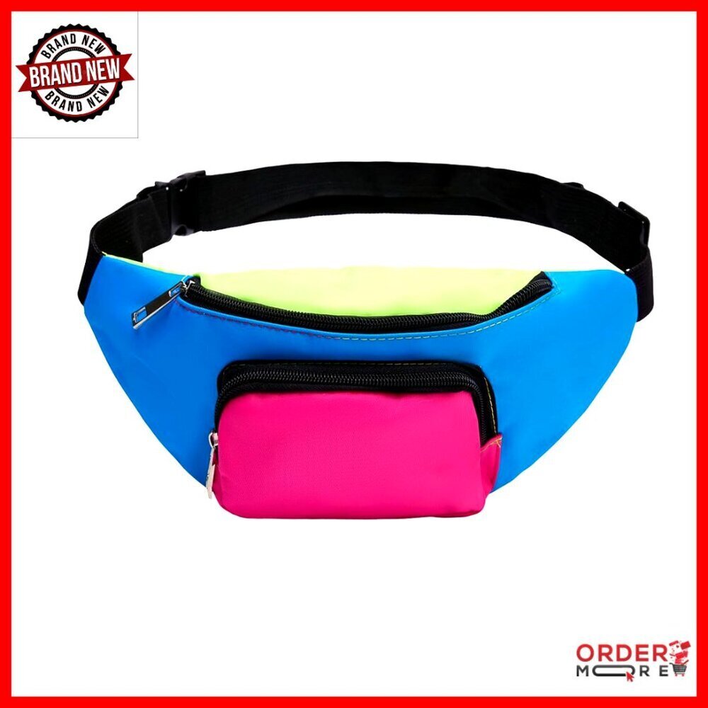 Retro Fanny Pack Adjustable Waist Belt Bag Two Pockets Travel Party